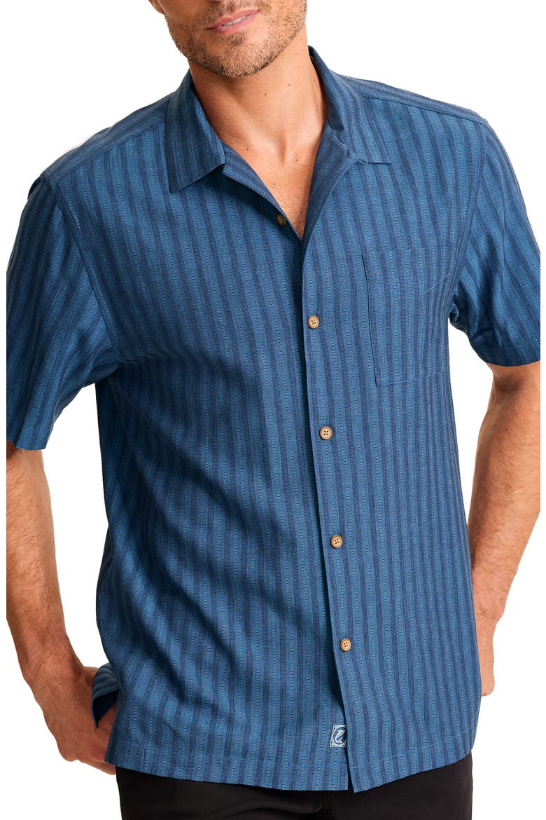 Surfside Ranch Striped Silk Camp Shirt, Main, color, BLUE ASH
