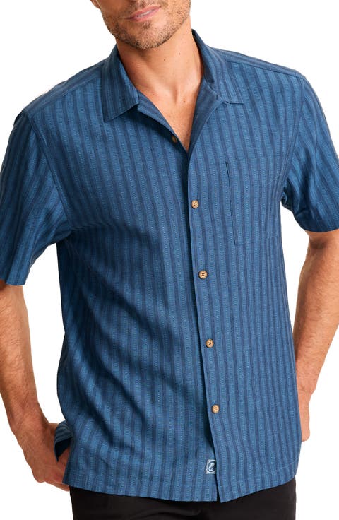 Surfside Ranch Striped Silk Camp Shirt