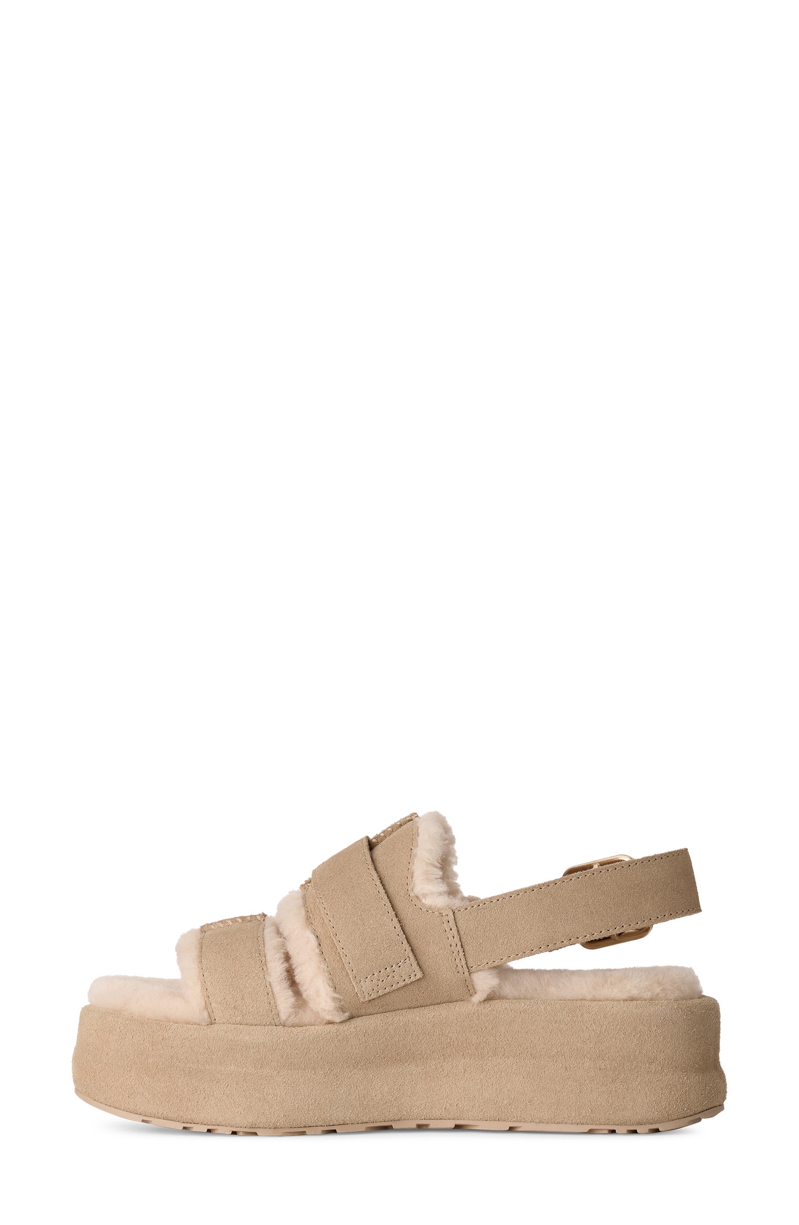 Enwrap Genuine Shearling Lined Slingback Sandal, Alternate, color, MUSTARD SEED