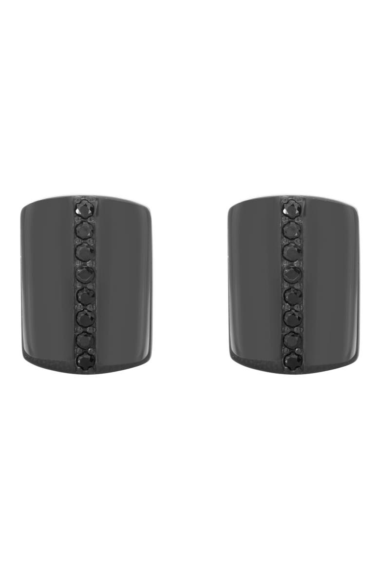 Black Sterling Silver Black Sapphire Cuff Links, Alternate, color, BLACK