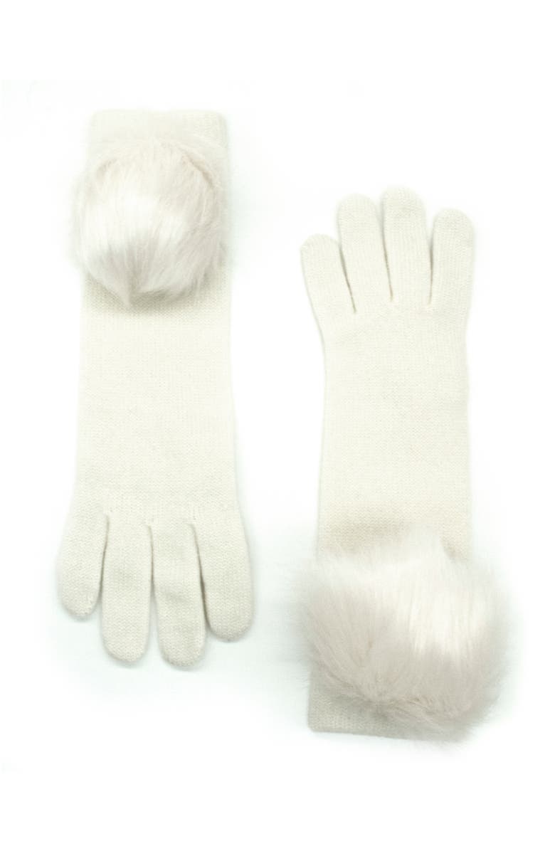 Portolano Cashmere gloves with pom, Main, color, White