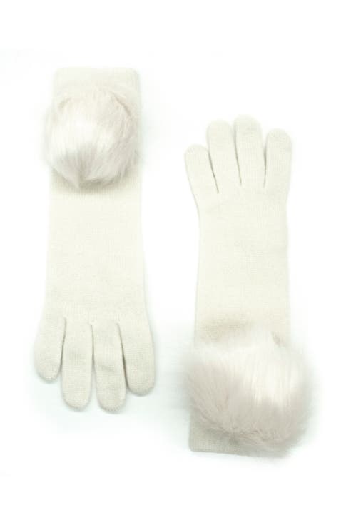 Cashmere gloves with pom
