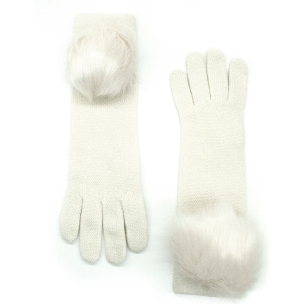 Portolano Cashmere Gloves With Pom In Neutral