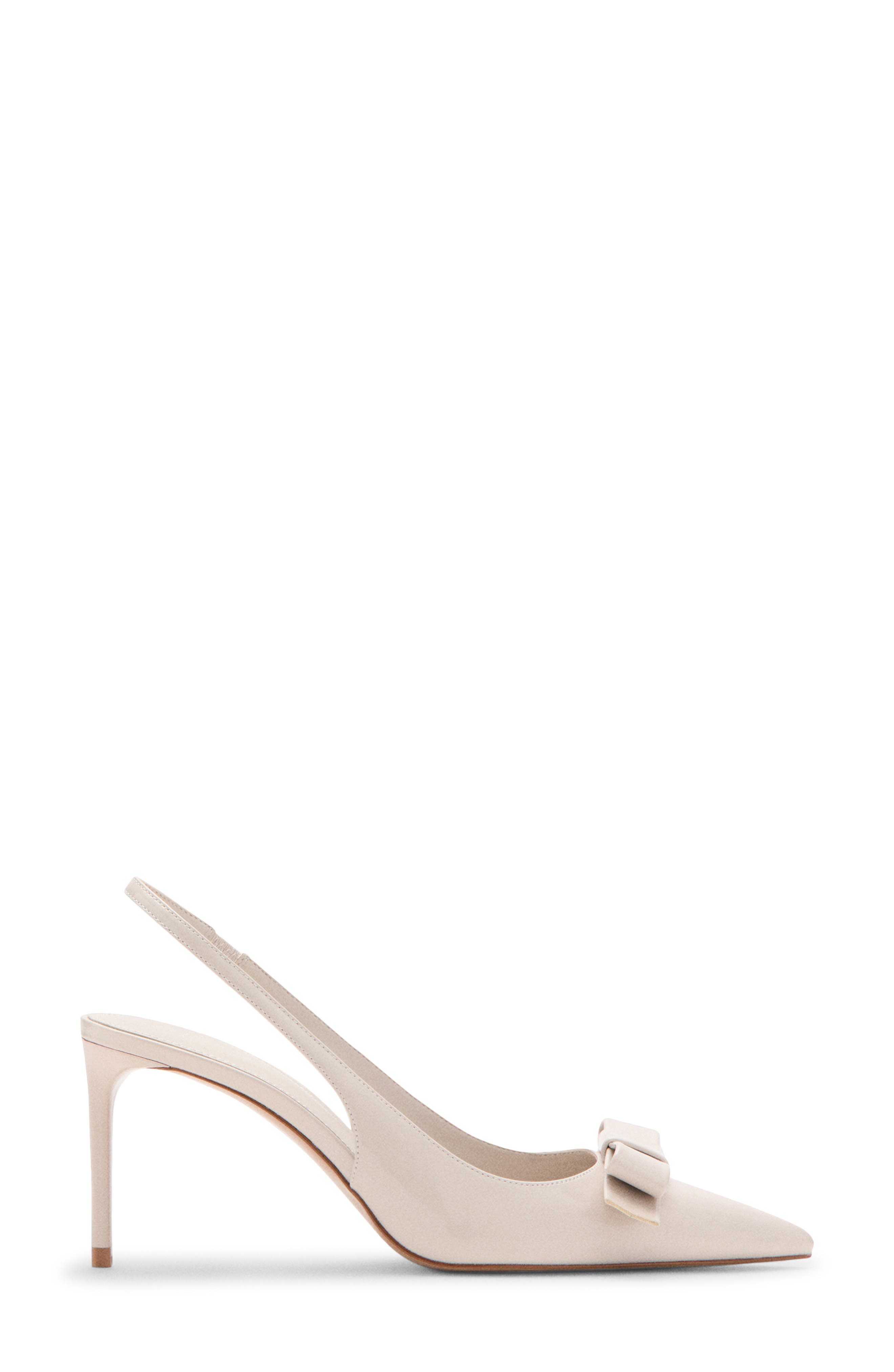 MANGO Bow Pointed Toe Slingback Pump, Alternate, color, Ecru