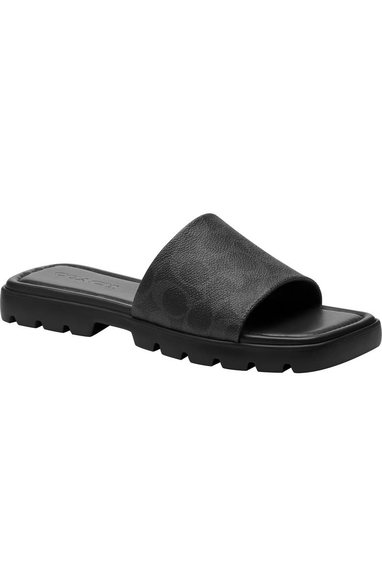 COACH Florence Signature Canvas Slide Sandal, Main, color, Black