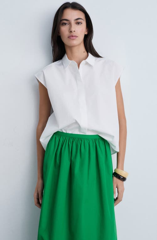 Mango Flared Cotton Midi Skirt In Green