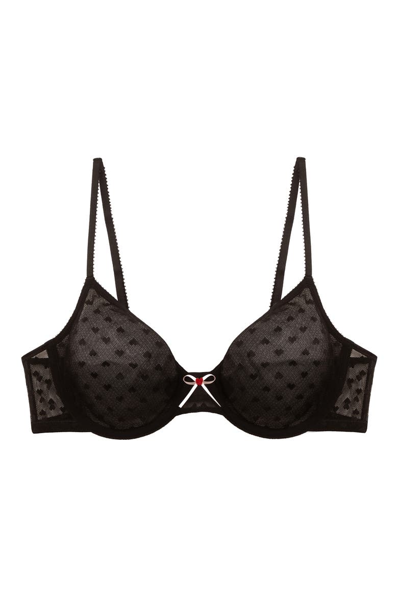 Heart Breaker Lace Underwire Bra, Alternate, color, BLACK