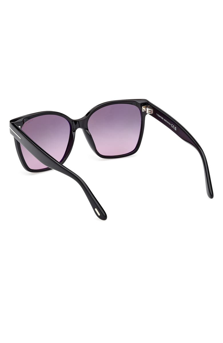 TOM FORD Iris 56mm Gradient Butterfly Sunglasses, Alternate, color, Black / Smoke To Purple Lens