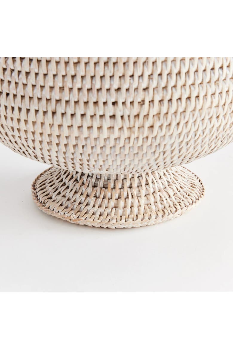 9.25" x 10.75" Woven Burma Rattan Scalloped Edge Decorative Footed Cachepot Planter, Alternate, color, White