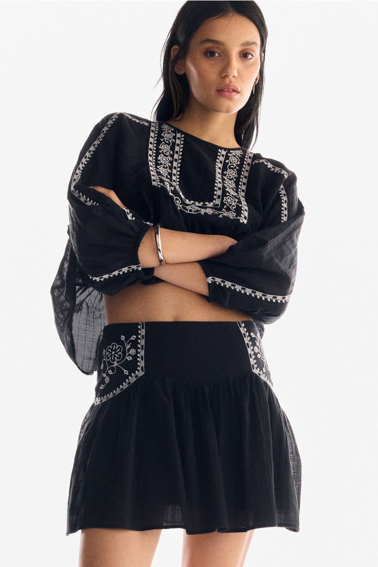 Embroidered Skirt, Main, color, Black