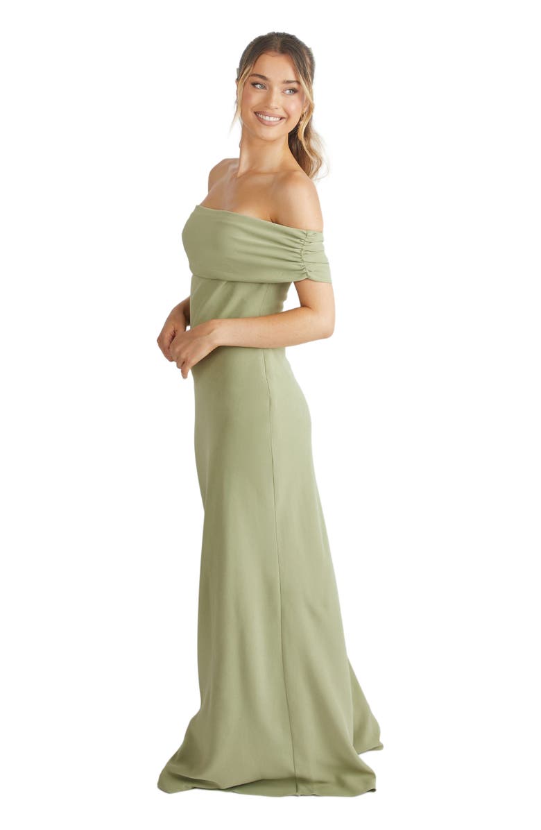 Six Stories Bardot Crepe Bridesmaid Dress, Alternate, color, Sage