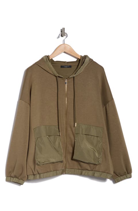 Mixed Media Full Zip Hoodie (Plus)