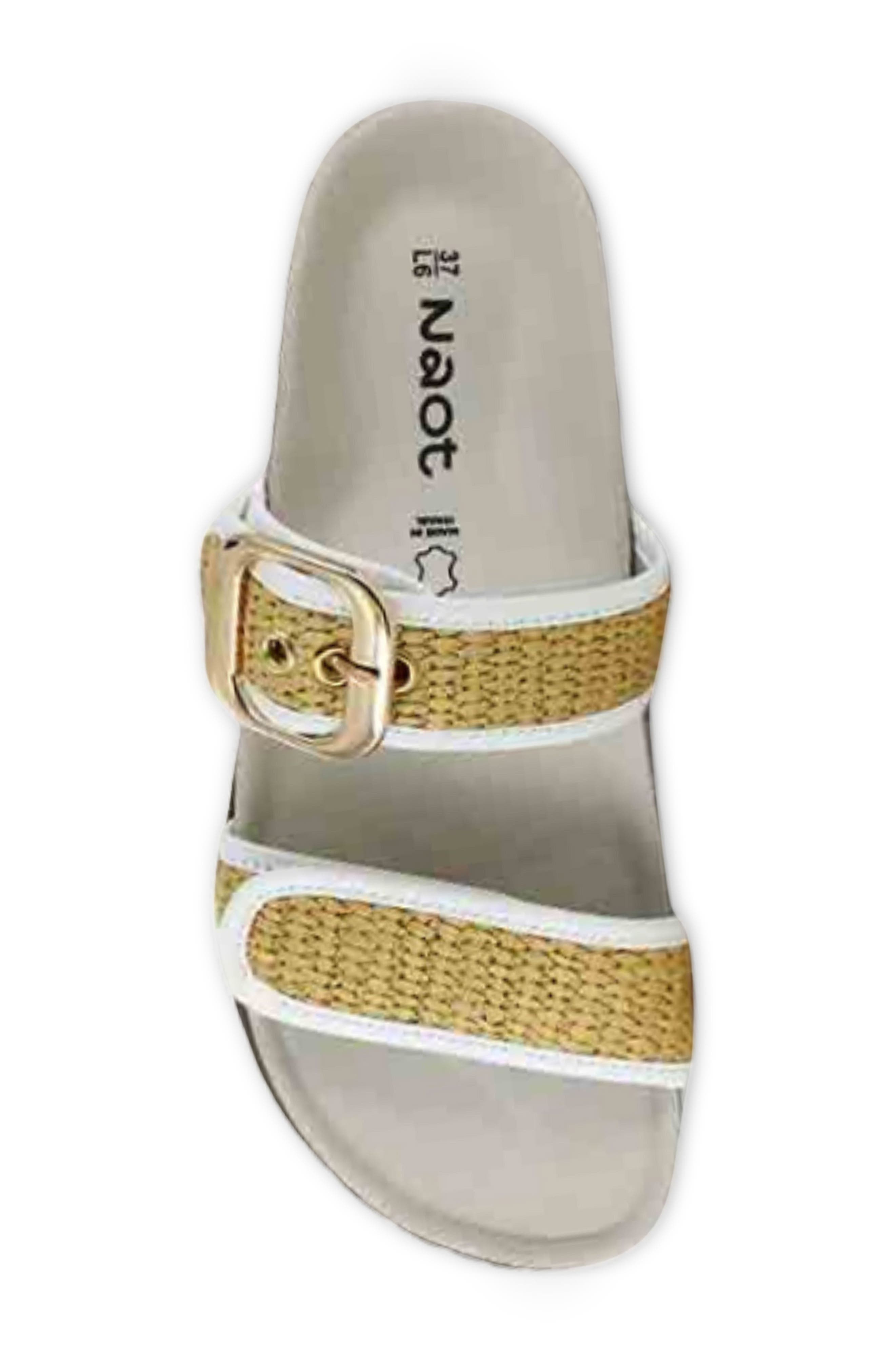 Nashville Double Band Slide Sandal, Alternate, color, WHITE/ BLONDE RAFFIA