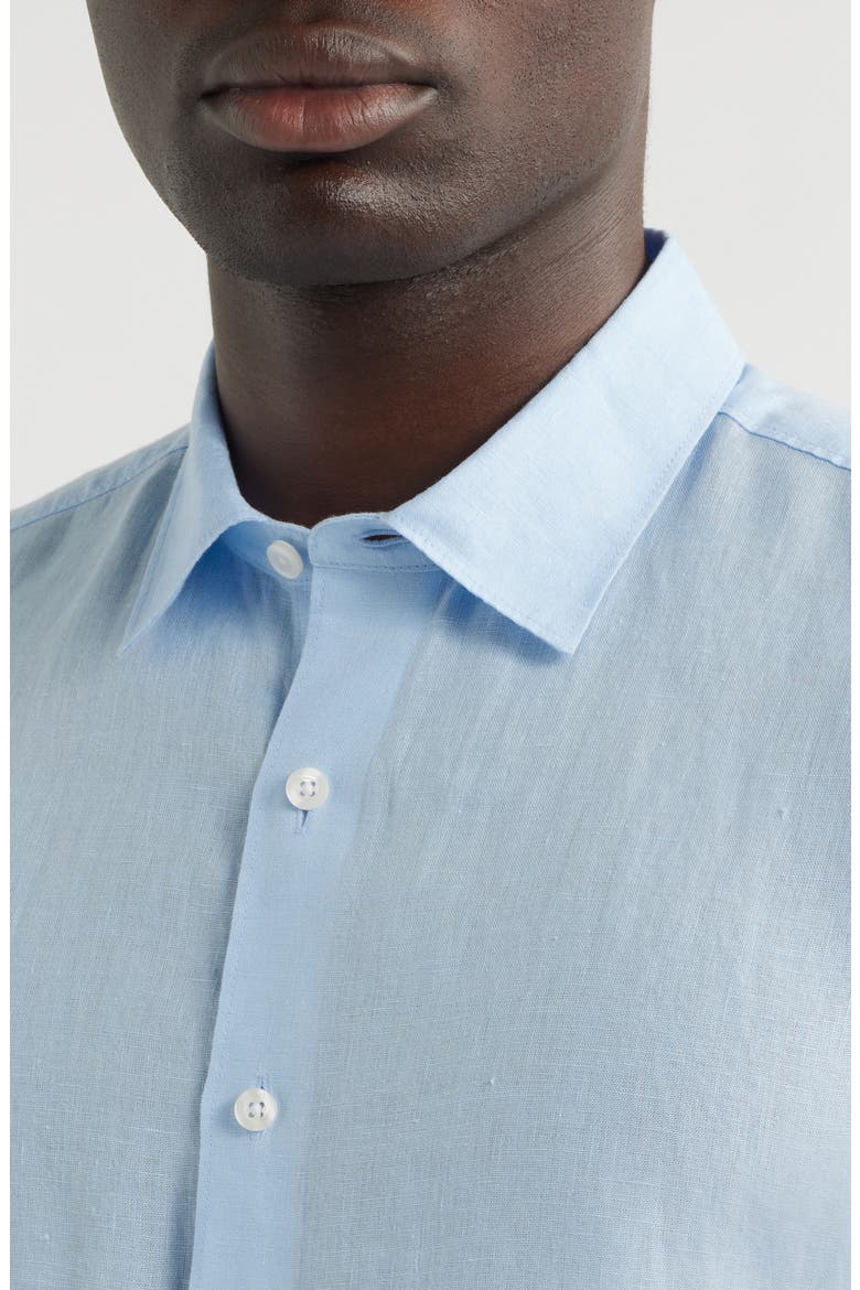 Short Sleeve Linen Button-Up Shirt, Alternate, color, BLUE BREEZE