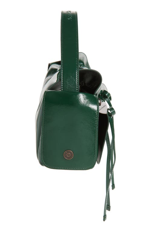Acne Studios Multipocket Luxe Crinkle Leather Top Handle Bag In Dark Green