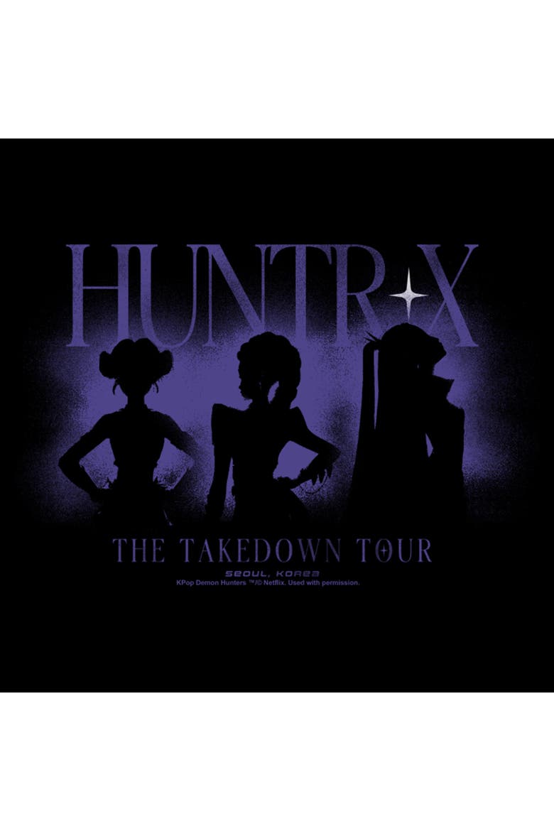 Girl's KPop Demon Hunters The Takedown Tour Superstars Silhouette  Graphic T-Shirt, Alternate, color, Black