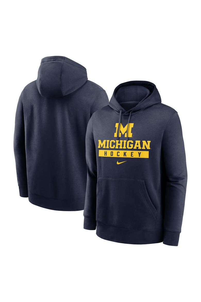 Men's Nike Navy Michigan Wolverines Hockey Stack Fleece Pullover Hoodie, Main, color, Navy
