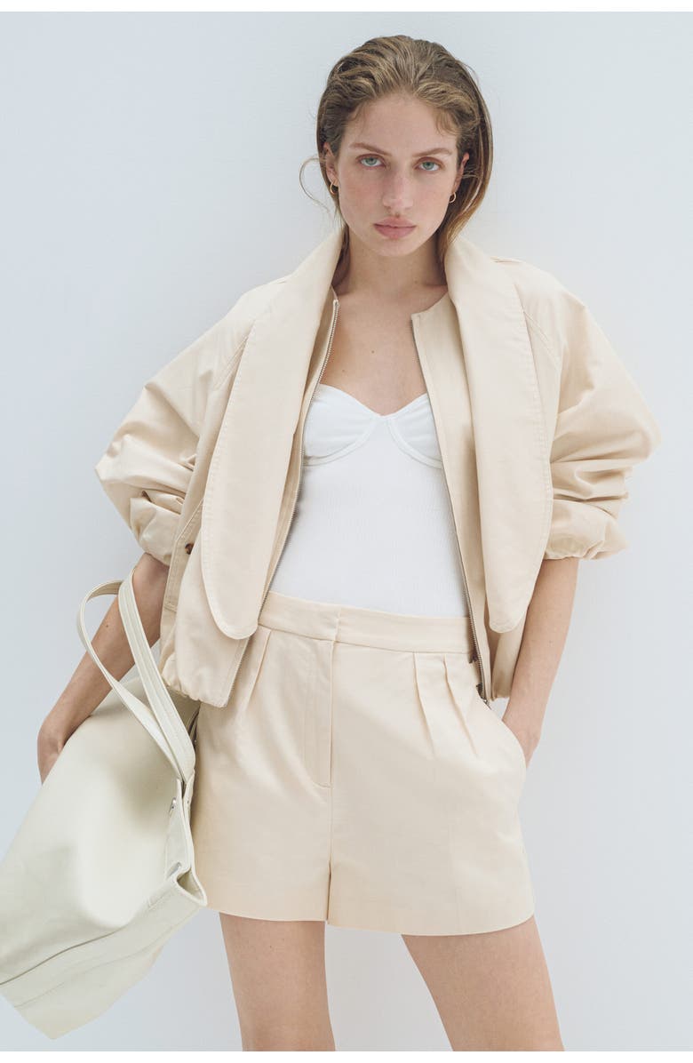 H&M Linen-blend Shorts, Alternate, color, Cream