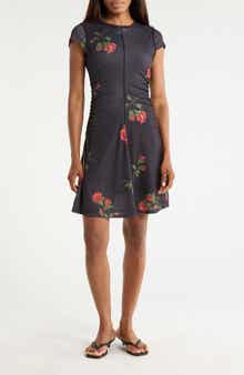 Cap Sleeve Crewneck Textured Dress