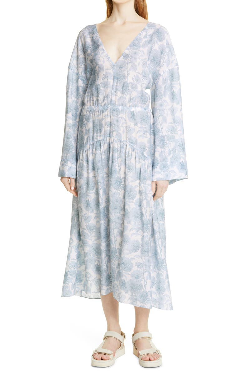 Vince Dahlia Print Long Sleeve Dress, Main, color, 