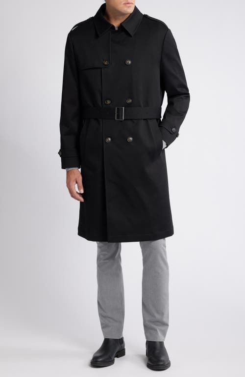 Hart Schaffner Marx Bridgeport Water Resistant Double Breasted Trench Coat in Black 