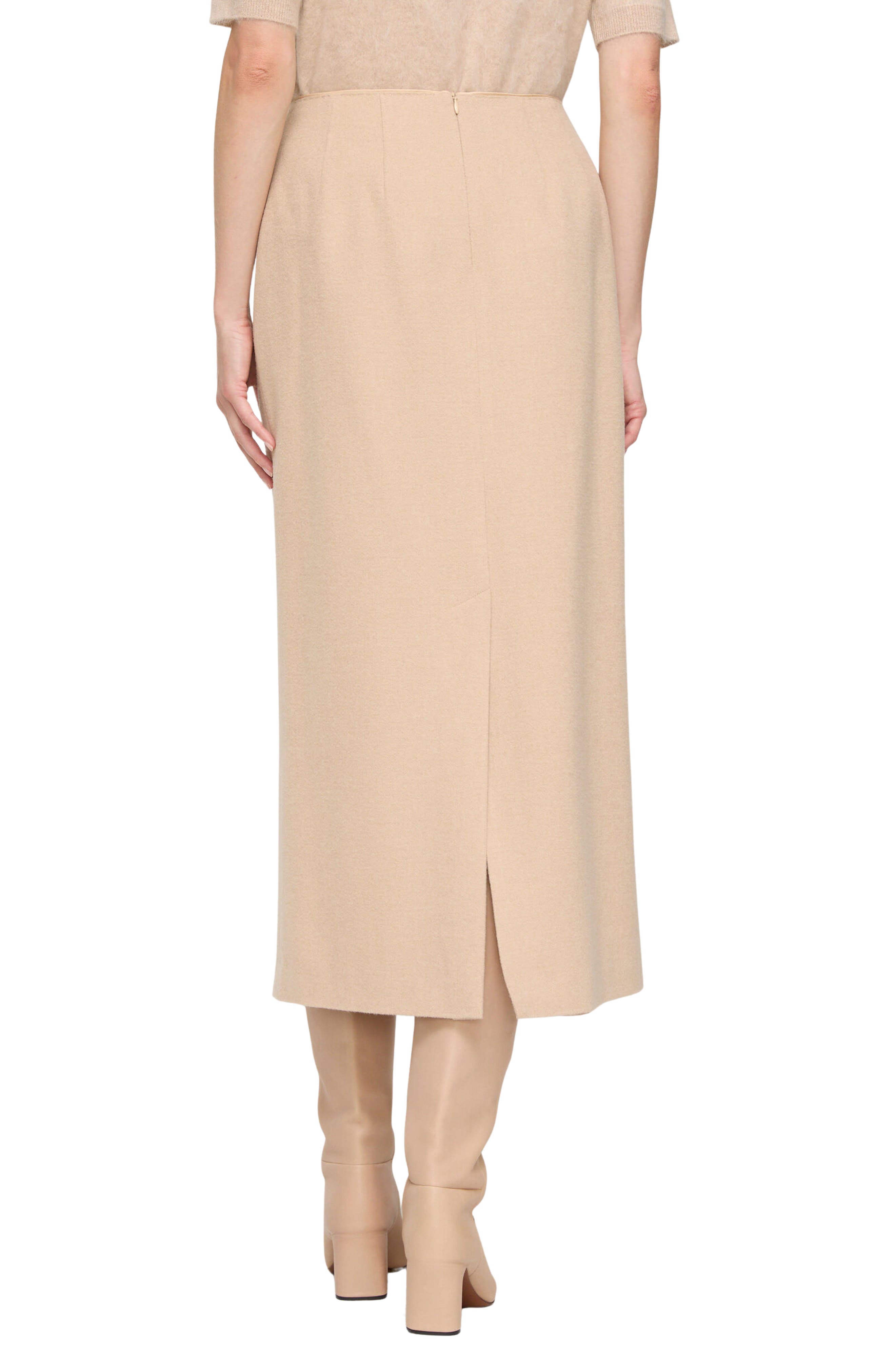 Lafayette 148 New York Camel Hair Midi Pencil Skirt (Women
