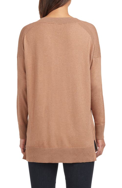 Matty M . Side Slit Sweater In Brown