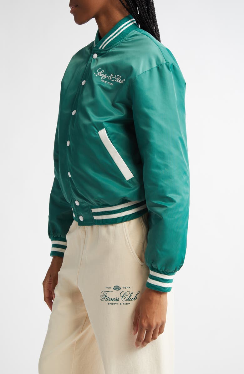 Sporty & Rich Wellness Nylon Varsity Jacket, Alternate, color, 
