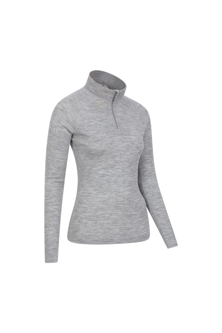 Merino Wool Zip Neck Thermal Top, Alternate, color, Gray