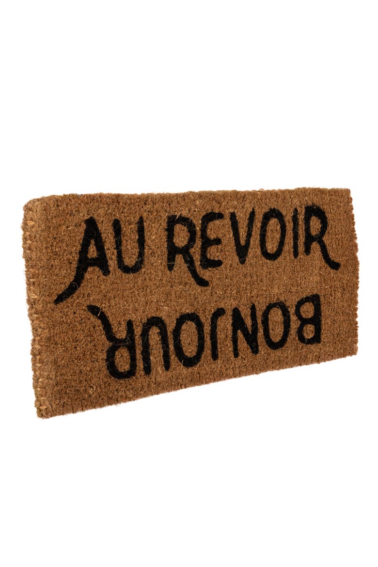 "Bonjour/Au Revoir" Rectangle Coir Doormat, Main, color, Natural