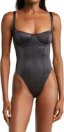 SKIMS Stretch Satin Underwire Thong Bodysuit
