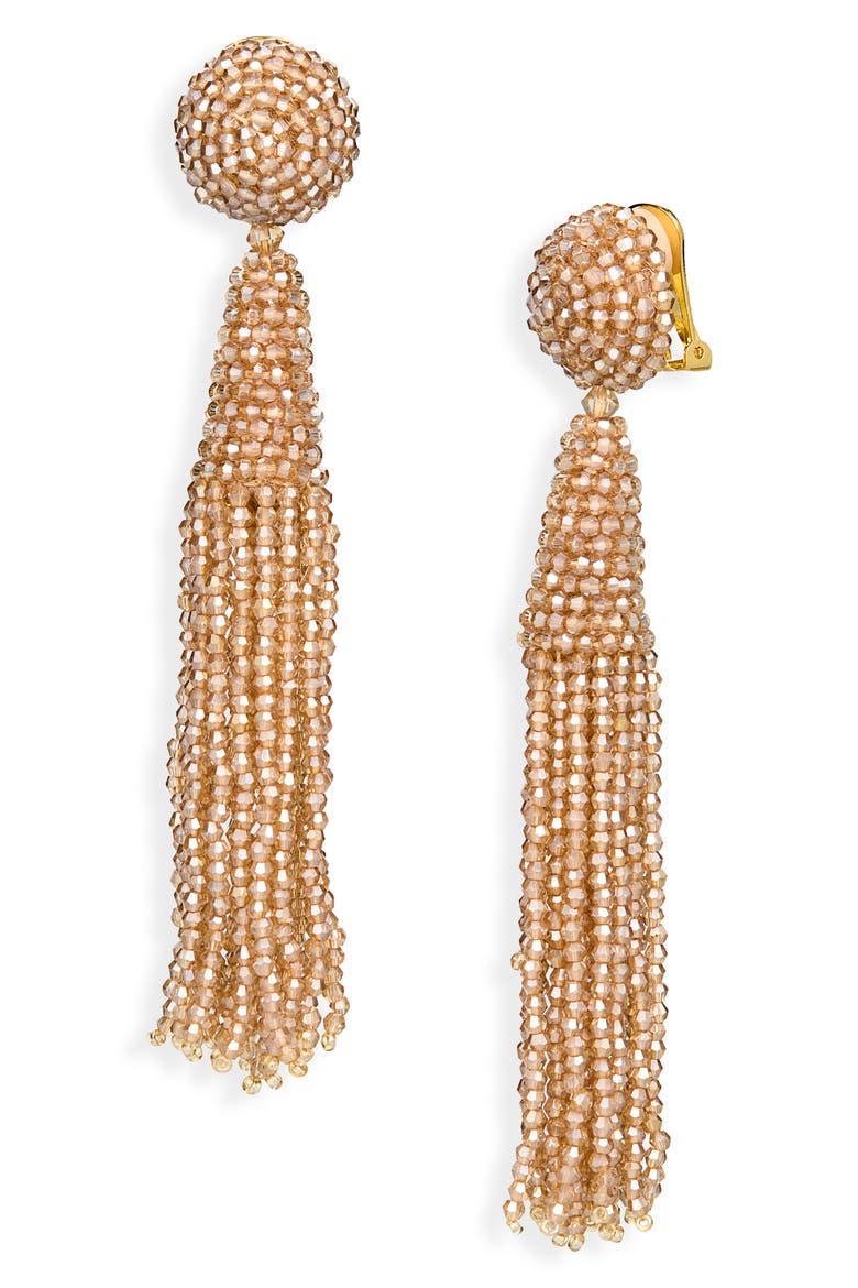 Beaded Conical Tassel Drop Earrings, Main, color, CHAMPAGNE