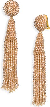 Oscar de la Renta Beaded Conical Tassel Drop Earrings