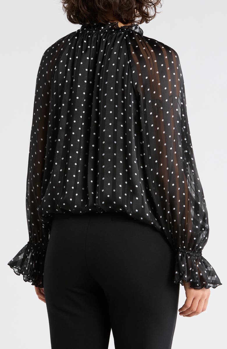 Adrianna Papell Print Woven Top, Alternate, color, Black/ Cream Dot