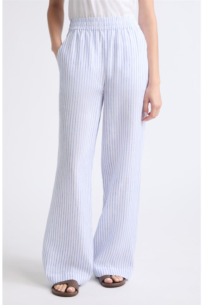 Tyler Wide Leg Linen Pants, Main, color, WHITE/CLASSIC BLUE