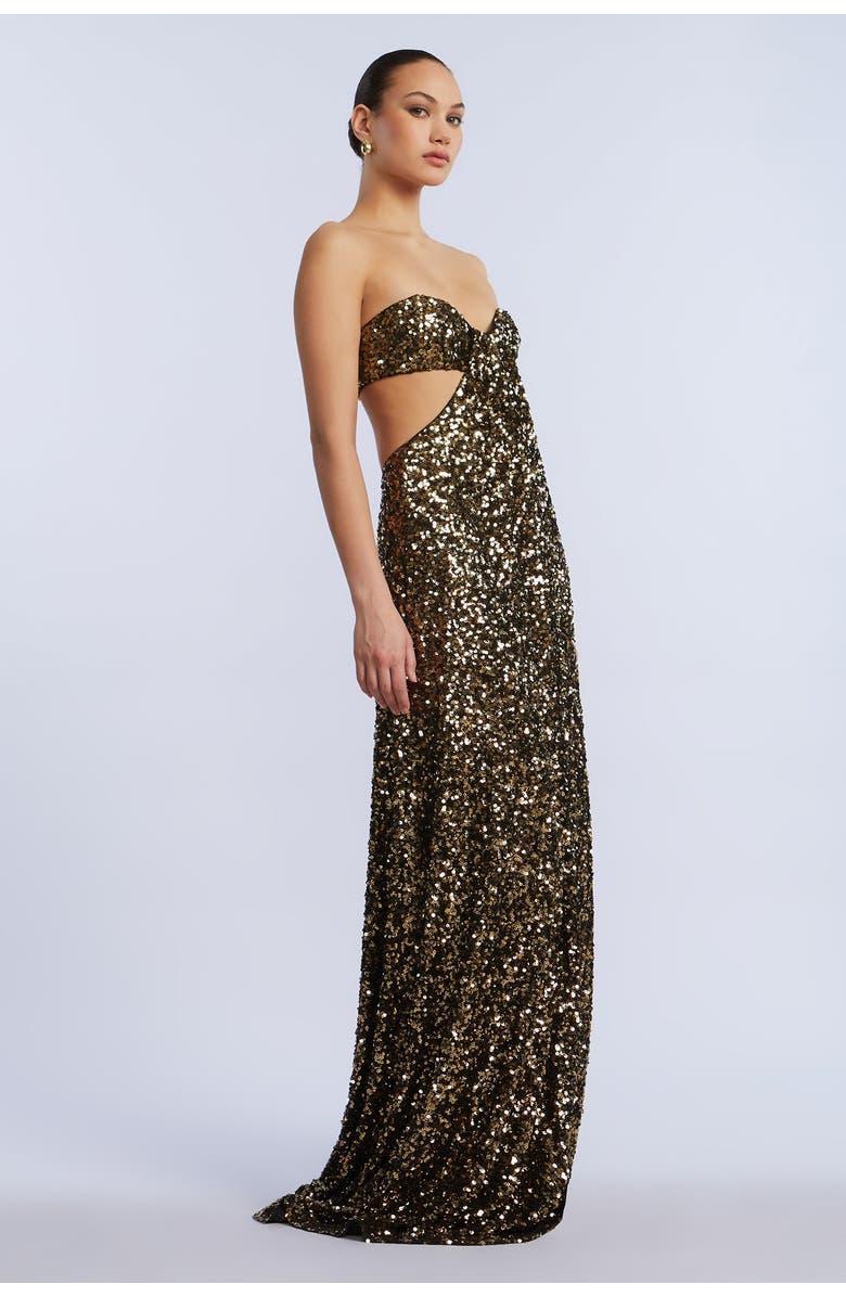 BCBGMAXAZRIA Sequin Strapless Gown, Alternate, color, Gold