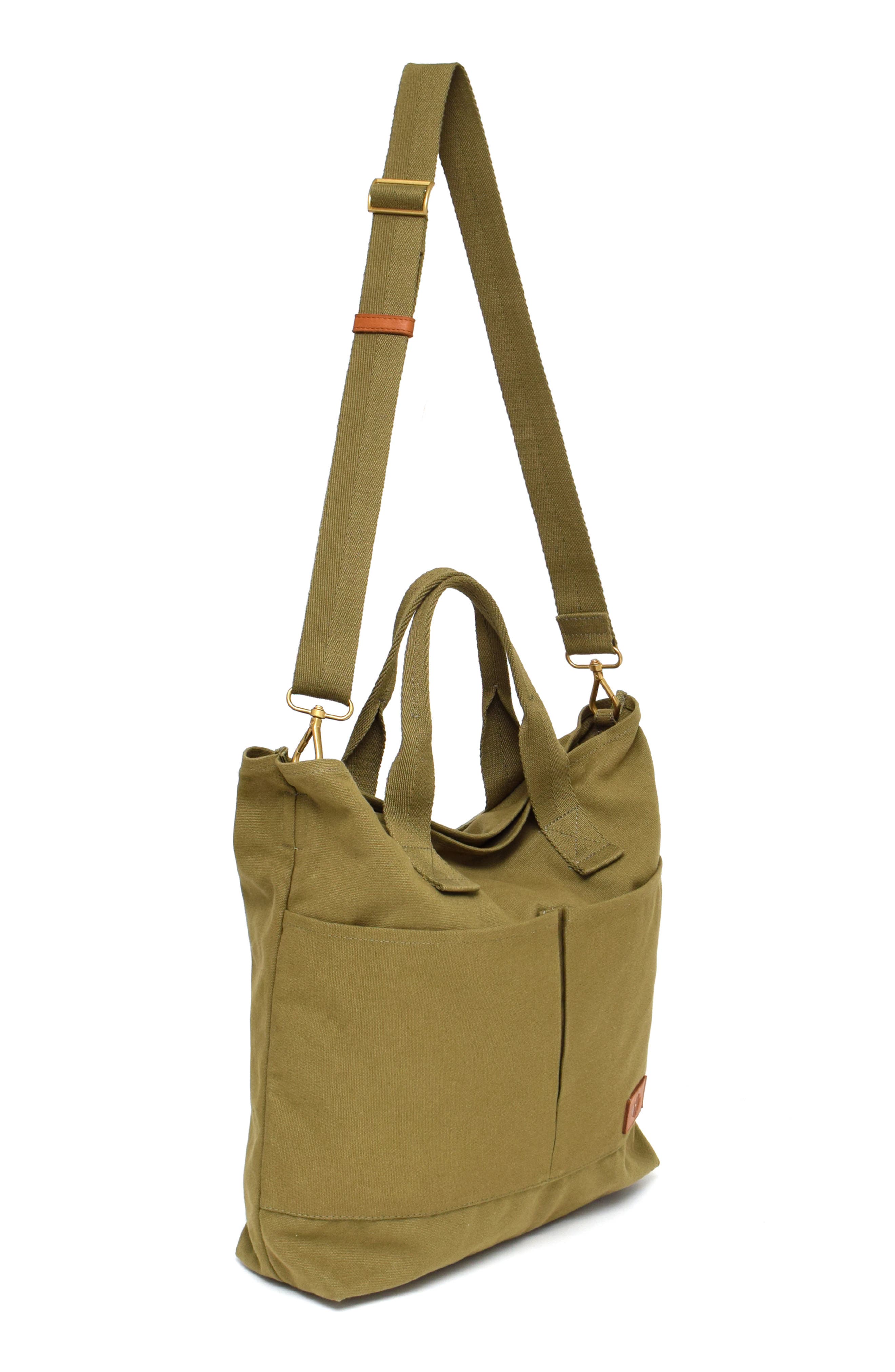 New Amsterdam Leatherworks Ayla Canvas Tote Bag, Alternate, color, Olive