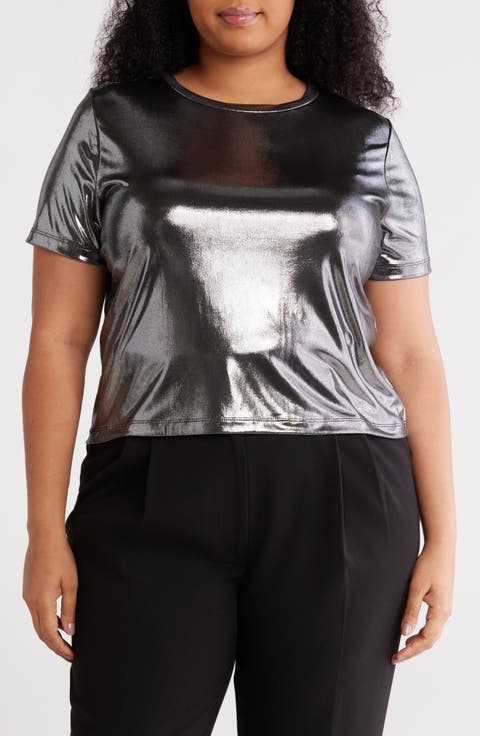 Metallic Crewneck T-Shirt (Plus)
