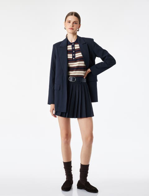 Pleated Mini Skirt with Belt