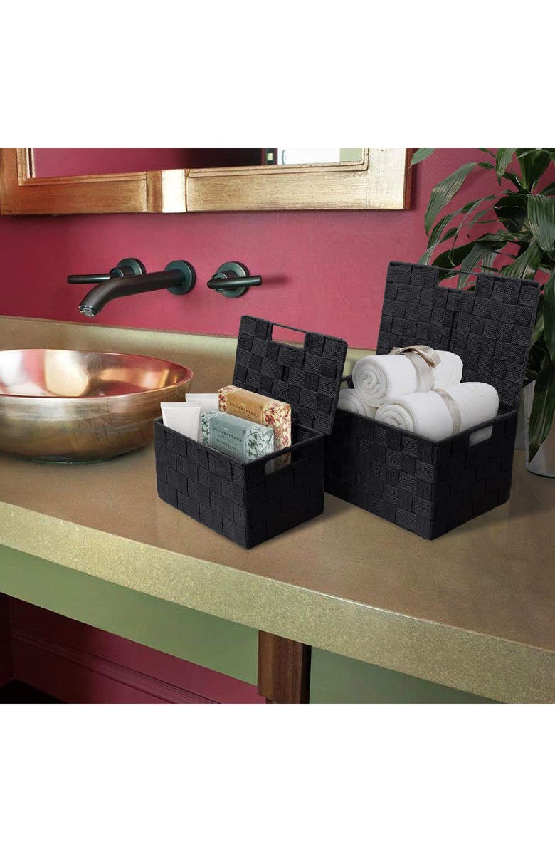 SORBUS Woven 3-Piece Storage Box Set, Alternate, color, Black