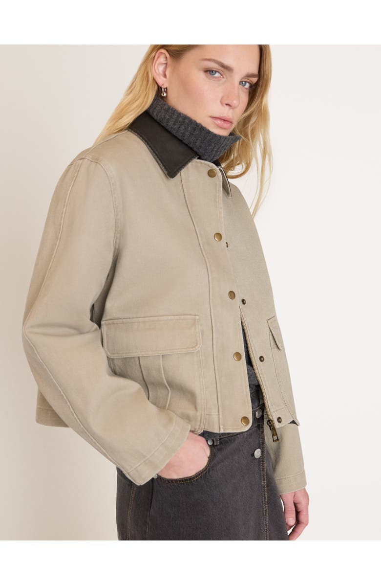 Whistles Casual Contrast Collar Jacket, Alternate, color, Taupe
