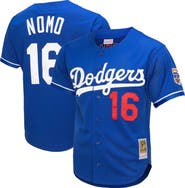 Mitchell & Ness Men's Mitchell & Ness Hideo Nomo Royal Los Angeles Dodgers Cooperstown Collection Mesh Batting Practice Button-Up Jersey