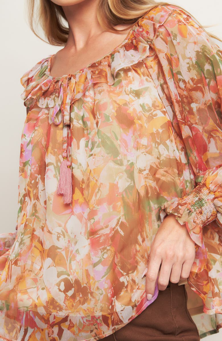 FLYING TOMATO Long Sleeve Chiffon Top, Alternate, color, Rust