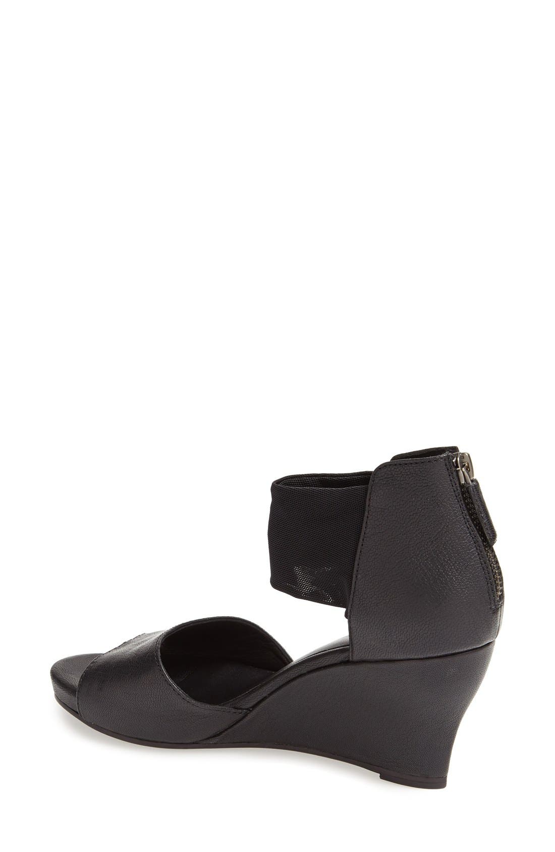 'Corona' Wedge Sandal, Alternate, color, BLACK