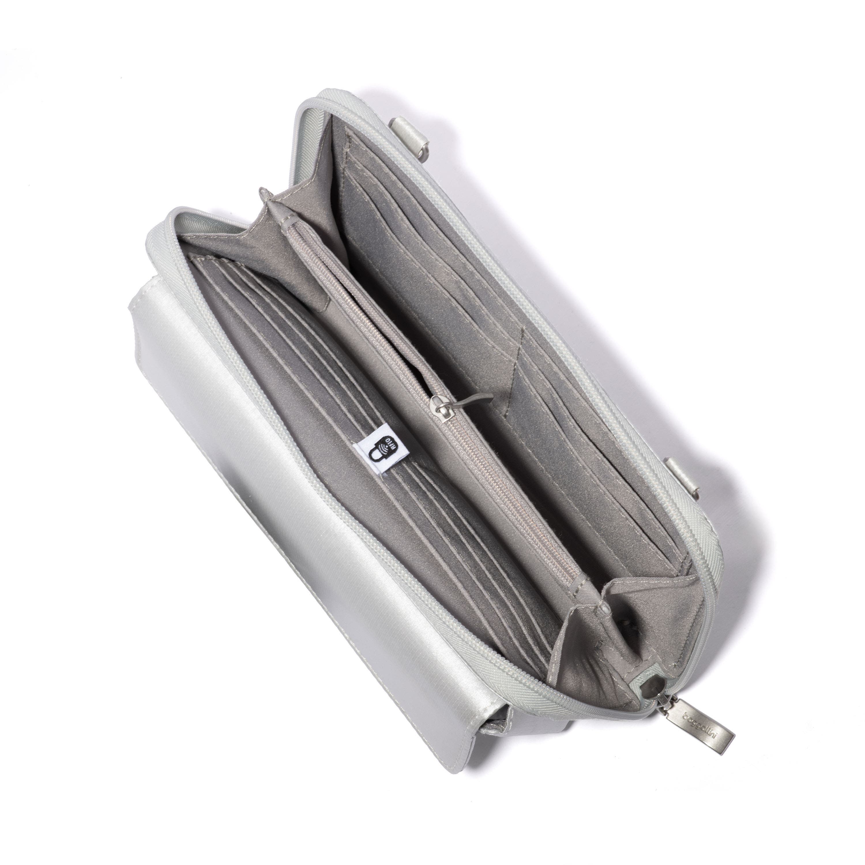 Rfid Phone Wallet Crossbody Bag, Alternate, color, Silver Metallic