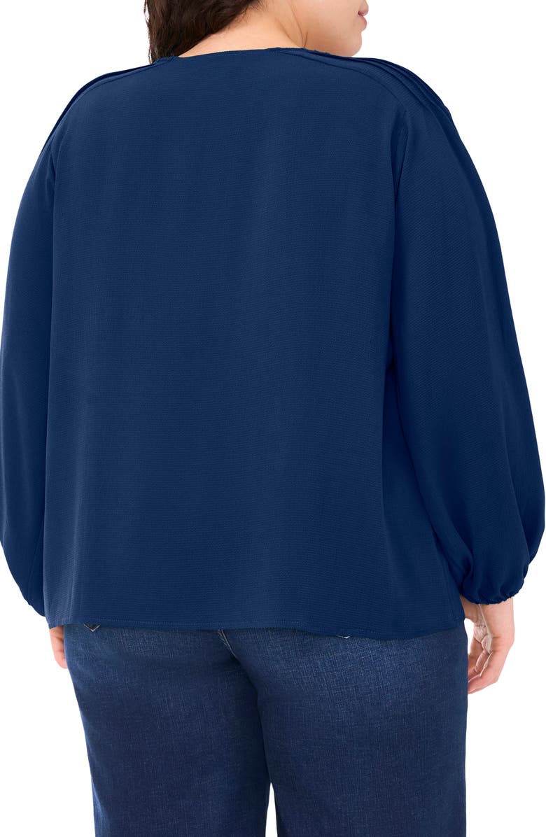 CeCe Circle Lace Long Sleeve Pintuck Top, Alternate, color, Night Horizon