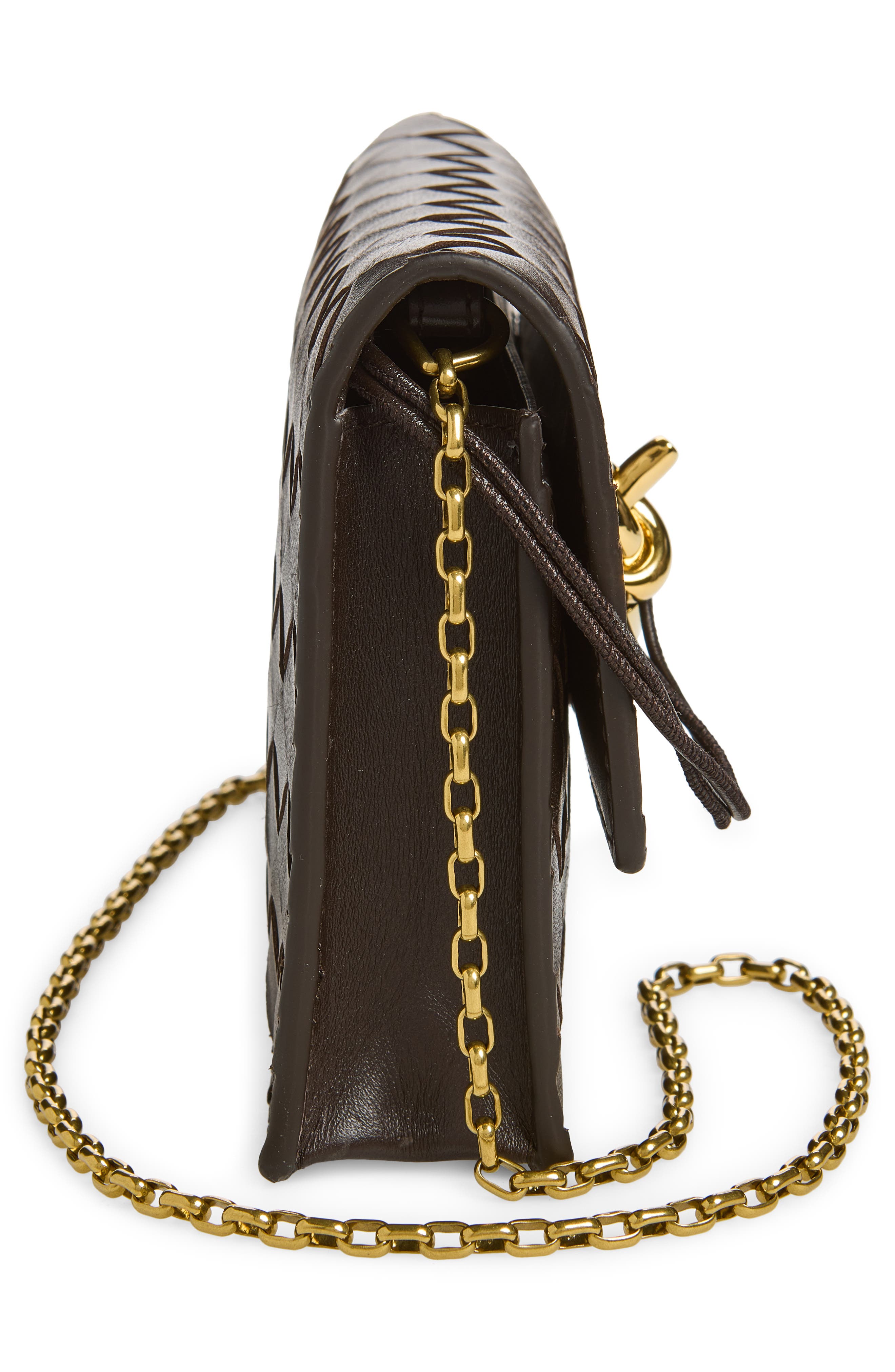 Slim Andiamo Intrecciato Lambskin Crossbody Wallet, Alternate, color, FONDANT BRASS
