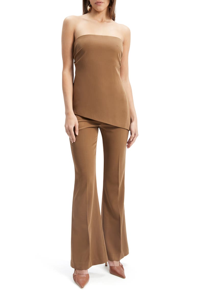Cosmos Asymmetric Strapless Top, Alternate, color, CHOCOLATE