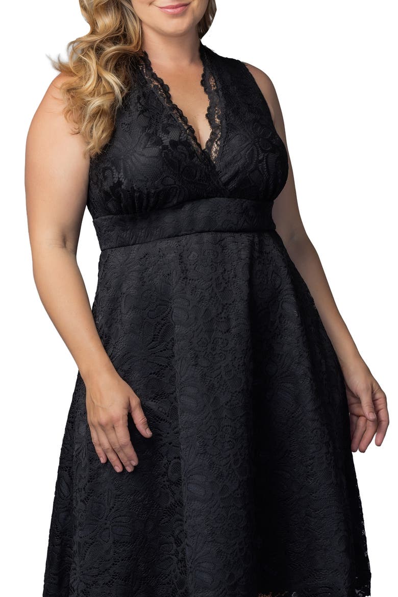 Pinup Boudour Lace Cocktail Dress, Alternate, color, ONYX
