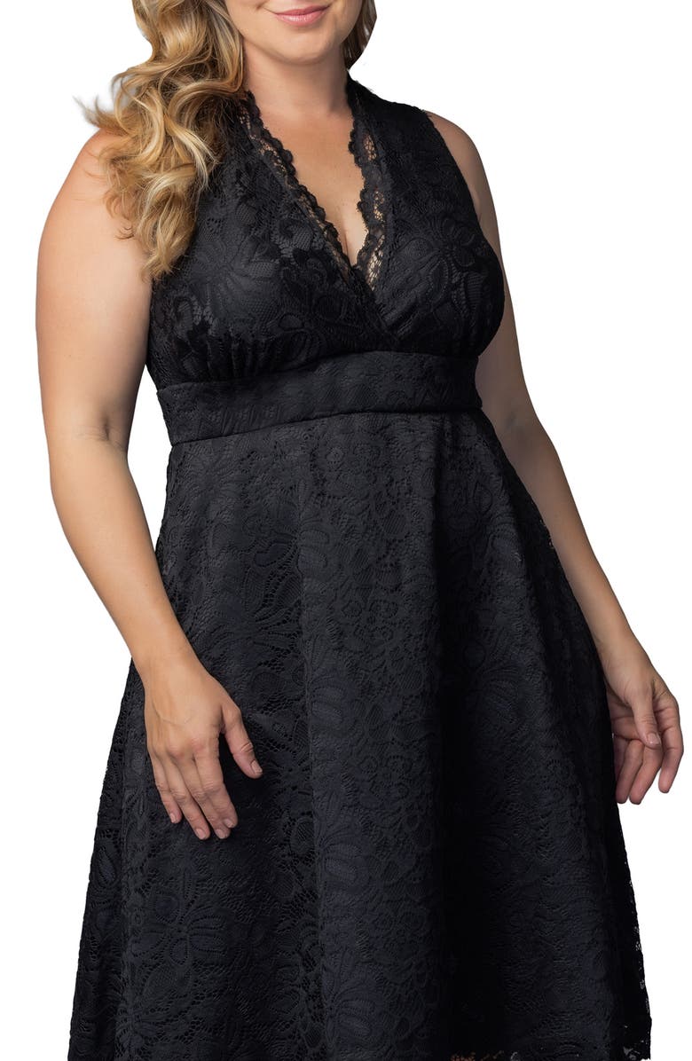 Kiyonna Pinup Boudour Lace Cocktail Dress, Alternate, color, Onyx